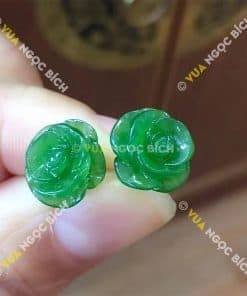 Bông tai Hoa Mẫu Đơn Ngọc Bích Nephrite Jade (BT065) 9 Bông tai Hoa Mẫu Đơn Ngọc Bích Nephrite Jade (BT065) 3