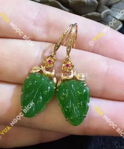 Bông Tai Ngọc Bích Chiếc Lá (BT011) 4