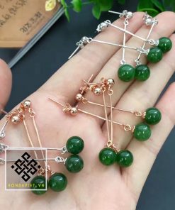 Trang Sức Bông Tai Ngọc Bích Hạt Tròn (BT001)