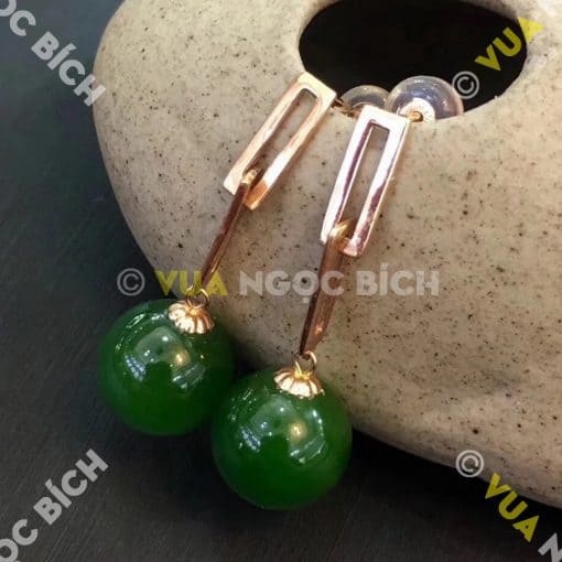 Bông Tai Ngọc Bích Nephrite Jade (BT096) 3