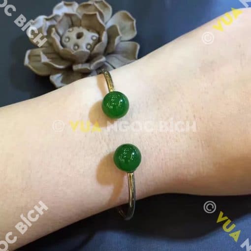 Lắc Tay Vàng Ngọc Bích Nephrite Jade (VT015) 3