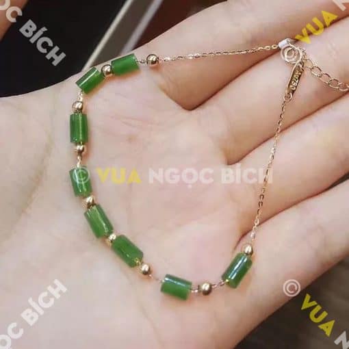 Lắc Tay Vàng Ngọc Bích Nephrite Jade (VT016) 3