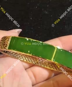 Lắc Tay Vàng Bọc Ngọc Bích Nephrite Jade (VT010) 6