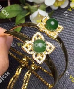 Lắc Tay Vàng Mặt Đá Ngọc Bích Nephrite Jade (VT038) 6 Lắc Tay Vàng Mặt Đá Ngọc Bích Nephrite Jade (VT038) 3