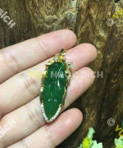 Mặt Dây Chiếc Lá Ngọc Bích Nephrite Jade Bọc Vàng (MD101) 8 Mặt Dây Chiếc Lá Ngọc Bích Nephrite Jade Bọc Vàng (MD101) 4