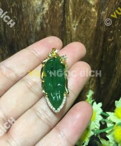 Mặt Dây Chiếc Lá Ngọc Bích Nephrite Jade Bọc Vàng (MD101) 7 Mặt Dây Chiếc Lá Ngọc Bích Nephrite Jade Bọc Vàng (MD101) 3