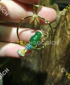 Mặt Dây Chim Ngọc Bích Nephrite Jade Bọc Vàng (MD100) 10 Mặt Dây Chim Ngọc Bích Nephrite Jade Bọc Vàng (MD100) 5