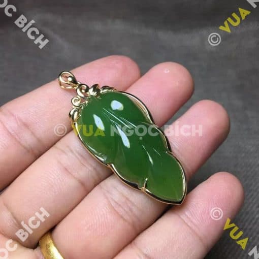 Mặt Dây Chiếc Lá Ngọc Bích Nephrite Jade (MD069) 3