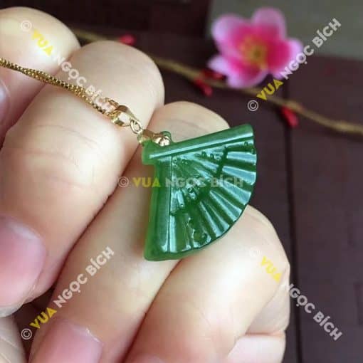 Mặt dây Hình Quạt Ngọc Bích Nephrite Jade (MD083) 3