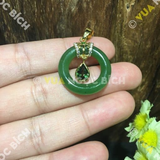 Mặt Dây Ngọc Bích Nephrite Jade Mix Mặt Đá Tourmaline (MD105) 3