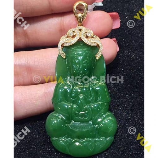 Mặt Dây Phật Quán Thế Âm Bồ Tát Ngọc Bích Nephrite Jade (MD031) 3