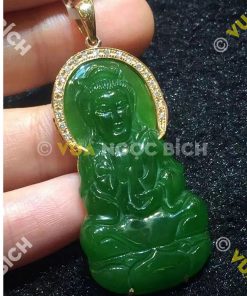 Mặt Dây Phật Quán Thế Âm Bồ Tát Ngọc Bích Nephrite Jade (MD031) 5