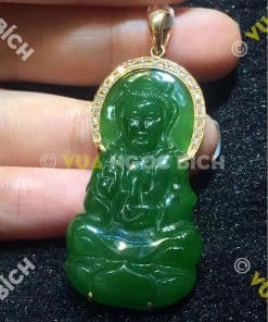 Mặt Dây Phật Quán Thế Âm Bồ Tát Ngọc Bích Nephrite Jade (MD031) 4