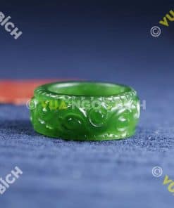 Nhẫn Bầu Ngọc Bích Nephrite Jade Khắc Hoa Văn (NN045) 12 Nhẫn Bầu Ngọc Bích Nephrite Jade Khắc Hoa Văn (NN045) 6