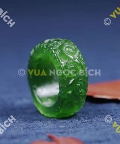 Nhẫn Bầu Ngọc Bích Nephrite Jade Khắc Hoa Văn (NN045) 11 Nhẫn Bầu Ngọc Bích Nephrite Jade Khắc Hoa Văn (NN045) 5