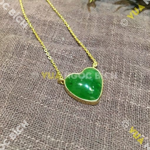 Trái Tim Ngọc Bích Nephrite Jade Bọc Vàng (MD104) 3