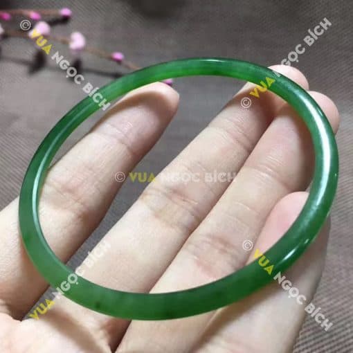 Vòng Tay Ngọc Bích Nephrite Jade Bản Liền (VT024) 3