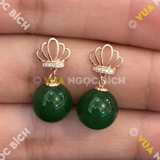 Bông Tai Ngọc Bích Nephrite Jade (BT092) 3