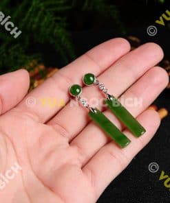 Bông Tai Ngọc Bích Nephrite Jade (BT052) 8 Bông Tai Ngọc Bích Nephrite Jade (BT052) 3