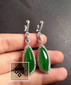 Bông Tai Ngọc Bích Hình Chiếc Lá (BT006)