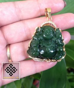 Mặt Dây Chuyền Phật Di Lặc Ngọc Bích Bọc Vàng (MD024) 4