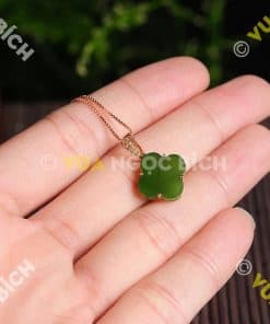 Mặt Dây Cỏ Bốn Lá Ngọc Bích Nephrite Jade (MD028) 5