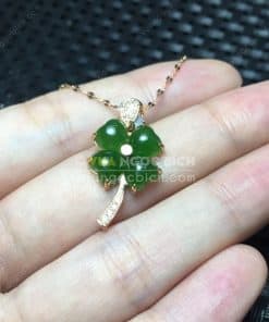 Mặt Dây Cỏ Bốn Lá Ngọc Bích Nephrite Jade (MD165) 9 Mặt Dây Cỏ Bốn Lá Ngọc Bích Nephrite Jade (MD165) 3