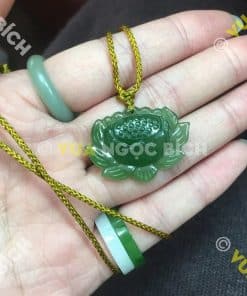 Mặt Dây Hoa Sen Ngọc Bích Nephrite Jade (MD110) 9 Mặt Dây Hoa Sen Ngọc Bích Nephrite Jade (MD110) 5