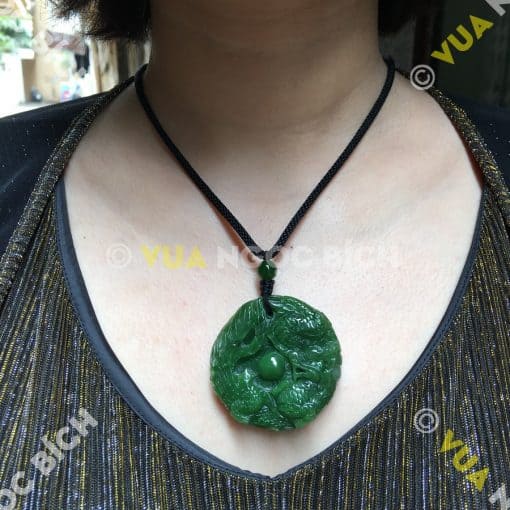 Mặt Dây Long Phụng Sum Vầy Ngọc Bích Nephrite Jade (MD049) 3