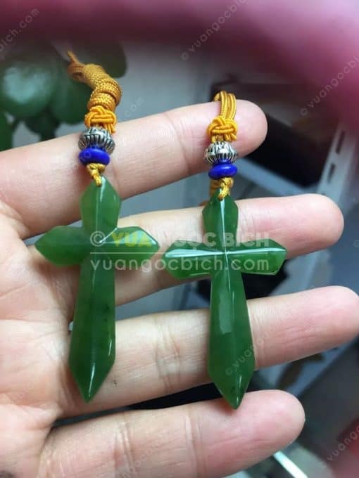 Mặt Dây Thánh Giá Ngọc Bích Nephrite Jade (MD172) 3