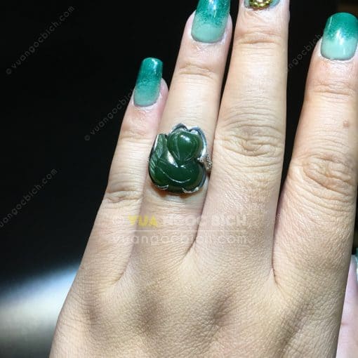 Nhẫn Bạc Hồ Ly Ngọc Bích Nephrite Jade (NN069) 3