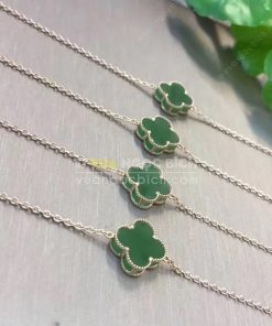 Vòng Tay Cỏ Bốn Lá Ngọc Bích Nephrite Jade (VT063) 10 Vòng Tay Cỏ Bốn Lá Ngọc Bích Nephrite Jade (VT063) 5