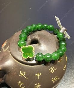 Vòng Tay Cỏ Bốn Lá Ngọc Bích Nephrite Jade (VT058) 13 Vòng Tay Cỏ Bốn Lá Ngọc Bích Nephrite Jade (VT058) 7