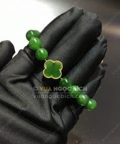 Vòng Tay Cỏ Bốn Lá Ngọc Bích Nephrite Jade (VT058) 11 Vòng Tay Cỏ Bốn Lá Ngọc Bích Nephrite Jade (VT058) 5