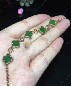 Vòng Tay Cỏ Bốn Lá Ngọc Bích Nephrite Jade (VT066) 13 Vòng Tay Cỏ Bốn Lá Ngọc Bích Nephrite Jade (VT066) 7
