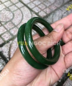 Vòng Tay Ngọc Bích Nephrite Jade Bản Liền (VT037) 6