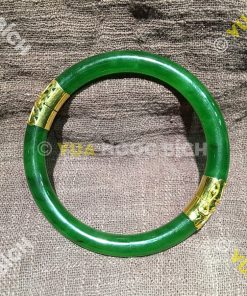 Vòng Tay Ngọc Bích Nephrite Jade Bản Liền Bọc Vàng (VT034) 20 Vòng Tay Ngọc Bích Nephrite Jade Bản Liền Bọc Vàng (VT034) 10
