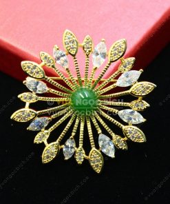 Trâm Cài Áo Đồng Xi Vàng Mix Ngọc Bích (VNB-TCA001) 9 Trâm Cài Áo Đồng Xi Vàng Mix Ngọc Bích (VNB-TCA001) 4