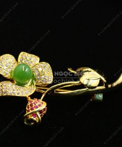 Trâm Cài Áo Đồng Xi Vàng Mix Ngọc Bích (VNB-TCA004) 7