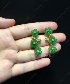 Bông Tai Hoa 5 Cánh Ngọc Bích Nephrite Jade VIP (VNB-BT218) 15 Bông Tai Hoa 5 Cánh Ngọc Bích Nephrite Jade VIP (VNB-BT218) 7