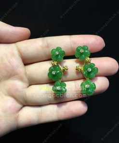 Bông Tai Hoa 5 Cánh Ngọc Bích Nephrite Jade VIP (VNB-BT218) 13 Bông Tai Hoa 5 Cánh Ngọc Bích Nephrite Jade VIP (VNB-BT218) 5