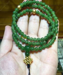 Chuỗi Tràng 108 Hạt Ngọc Bích Nephrite Jade 6mm VIP (VNB-CC094) 5