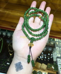 Chuỗi Tràng 108 Hạt Ngọc Bích Nephrite Jade 6mm VIP (VNB-CC094) 4