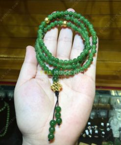 Chuỗi Tràng 108 Hạt Ngọc Bích Nephrite Jade 6mm VIP (VNB-CC094) 8