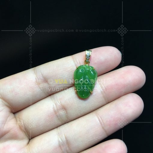 Mặt Dây Chiếc Lá Ngọc Bích Nephrite Jade (VNB-MD177-2) 2