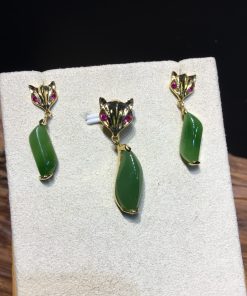 Mặt Dây Hồ Ly Ngọc Bích Nephrite Jade (VNB-MD360) 9 Mặt Dây Hồ Ly Ngọc Bích Nephrite Jade (VNB-MD360) 3