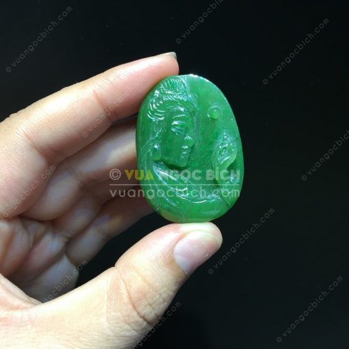 Mặt Dây Phật Bà Quan Âm Ngọc Bích Nephrite Jade VNB-MD213) 3