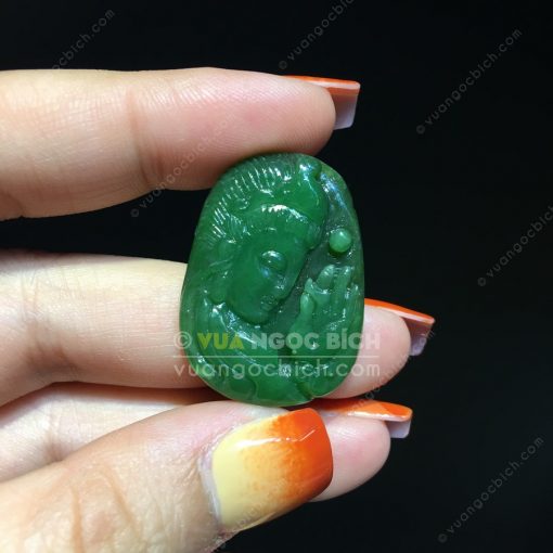 Mặt Dây Phật Bà Quan Âm Ngọc Bích Nephrite Jade (VNB-MD215) 3