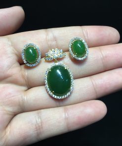 Mặt Dây Vàng 14k Ngọc Bích Kiểu Móc Hoa Sen (VNB-MD361) 5 Mặt Dây Vàng 14k Ngọc Bích Kiểu Móc Hoa Sen (VNB-MD361) 3