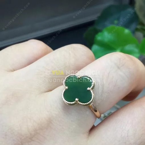 Nhẫn Cỏ Bốn Lá Ngọc Bích Nephrite Jade (VNB-NN118) 3